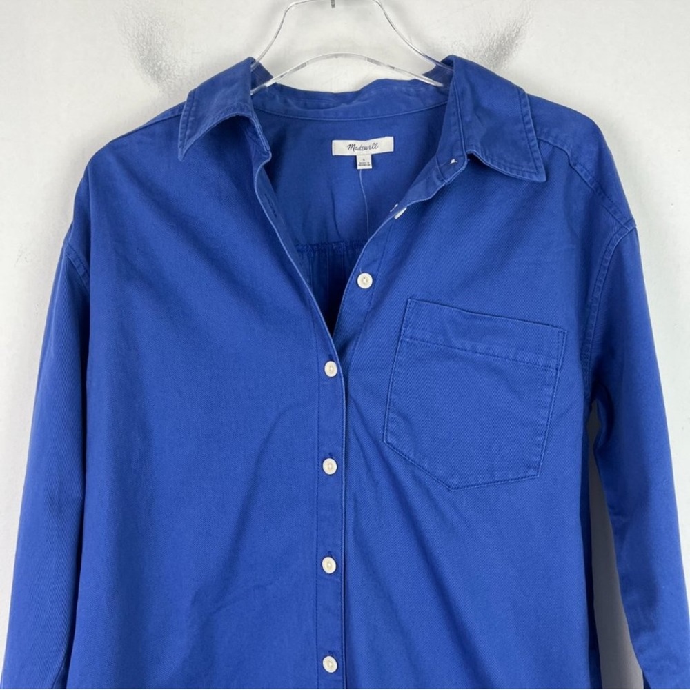 MADEWELL Blue Button-Up Mini Shirt Dress - Picture 3 of 6